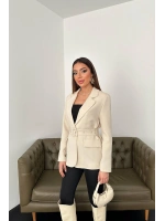 Haki Cep Kapaklı Ve Kemerli Ceket