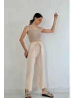 Bej Keten Pantolon