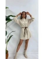 Bej Renk Süet Ultra Kaliteli Tunik Elbise - Bej