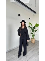 Belden Büzgülü Modern İkili Takım Siyah