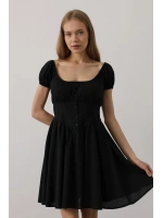 Beli Korseli Mini Elbise - Siyah