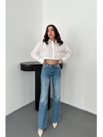 Beyaz Beli Ayrılabilen Poplin Gömlek