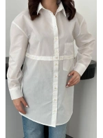 Beyaz Beli Ayrılabilen Poplin Gömlek