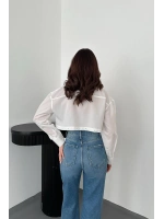 Beyaz Beli Ayrılabilen Poplin Gömlek