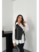 Beyaz Yandan Bağlamalı Yelek Gömlek