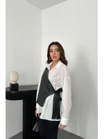Beyaz Yandan Bağlamalı Yelek Gömlek