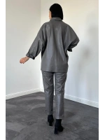 Füme Deri Gömlek Ve Pantolon Takım