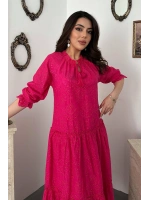 Fuşya Dantelli New Elbise