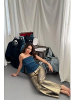Gold Altın Varaklı Jeans Pantolon