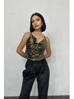 Gold Askılı Degaje Bluz