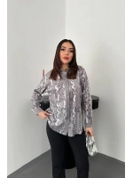 Gri Işıltılı Garni Gömlek