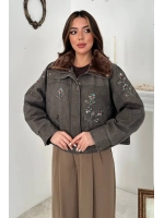 Gri İşleme Detaylı Ceket