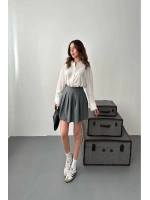 Gri Pilikaşe Mini Etek