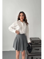 Gri Pilikaşe Mini Etek