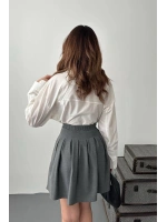 Gri Pilikaşe Mini Etek