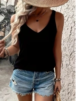 Kadın Askılı Geniş V Yakalı Viskon Bluz