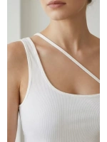 Kadın Beyaz Tek Omuzlu Çapraz Askılı Crop Top Büstiyer