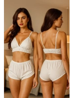 Kadın Beyaz Yüksek Bel Şortlu Bralet Takım