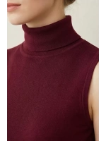 Kadın Bordo Kolsuz Balıkçı Yaka Basic Bluz
