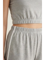 Kadın Gri Askılı Crop Top ve Şortlu Gecelik Takım