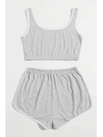 Kadın Gri Askılı Crop Top ve Şortlu Gecelik Takım