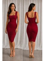 Kadın Kalın Askılı Büzgülü Sandy Elbise