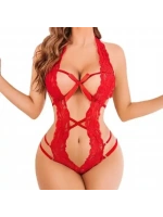 Kadın Kırmızı Dantelli Derin Dekolteli Babydoll