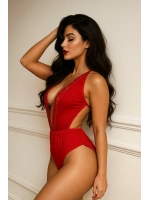 Kadın Kırmızı Dantelli Derin V Dekolteli Babydoll