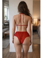 Kadın Kırmızı Dantelli Derin V Dekolteli Babydoll