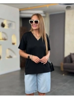 Kadın Kısa Kollu V Yaka Bluz