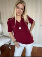 Kadın Kısa Kollu V Yaka Bluz