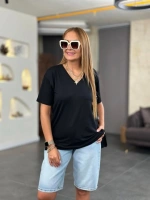 Kadın Kısa Kollu V Yaka Bluz