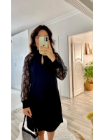 Kadın Uzun Kollu Damla Detaylı Sandy Mini Elbise