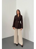 Mor Belden Oturtmalı Blazer Ceket