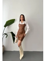 Kahverengi Deri Elbise