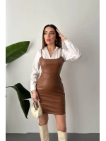 Kahverengi Deri Elbise