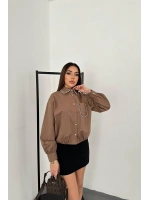 Beyaz Taşlı Poplin Gömlek