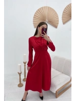Kırmızı Saten Uzun Elbise