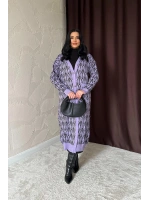 Lila Düğmeli Triko Hırka