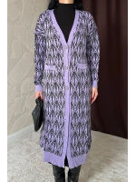 Lila Düğmeli Triko Hırka