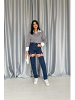 Siyah Askılı İki Parça Jeans Pantolon