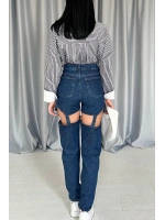 Siyah Askılı İki Parça Jeans Pantolon