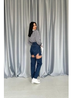 Siyah Askılı İki Parça Jeans Pantolon