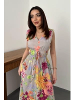 Sarı Çiçek Desenli Yazlık Elbise