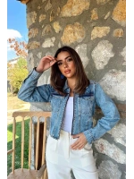 Mavi Korse Detaylı Kot Ceket