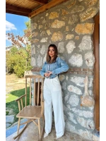 Mavi Korse Detaylı Kot Ceket