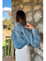 Mavi Korse Detaylı Kot Ceket