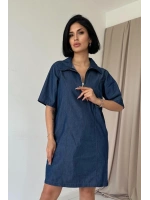 Mavi Tencel Kuplu Elbise