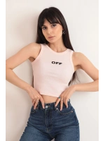 OFF Nakış Detaylı Fitilli Crop Bluz – Beyaz - Beyaz