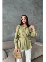 Olive Kemer Detaylı Modal Gömlek Yeşil